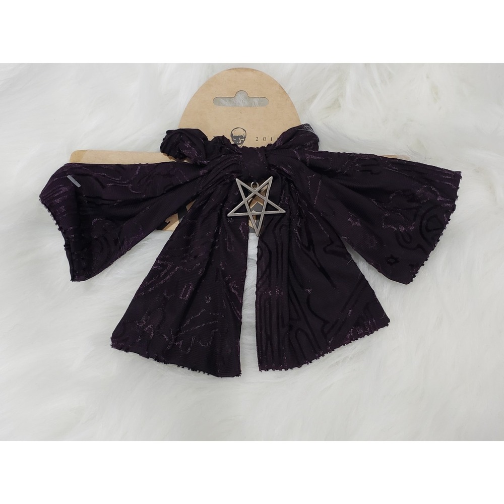 Killstar Tabinka Hair Bow Accessory Womens Purple Pentagram Goth KSRA010259 NEW